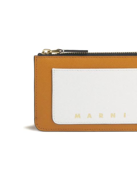 Marni saffiano-zipped cardholder - Brown