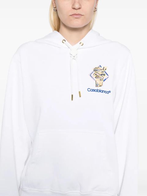 Casablanca embroidered logo hoodie - White