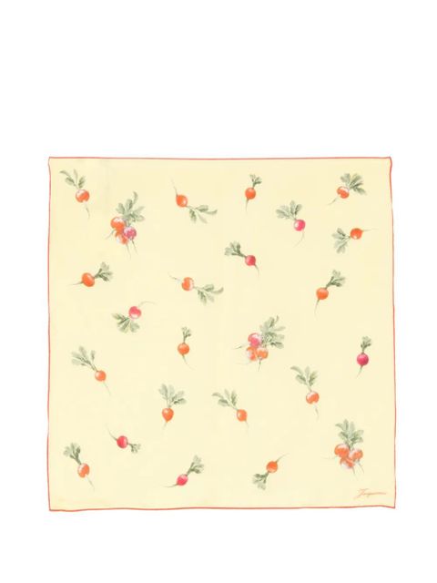 Jacquemus radish-print silk square scarf - Yellow