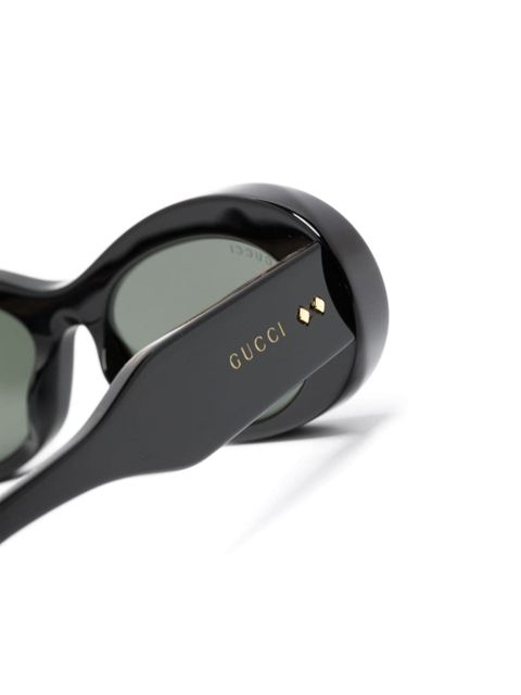Gucci Eyewear logo-debossed oval-frame sunglasses - Black