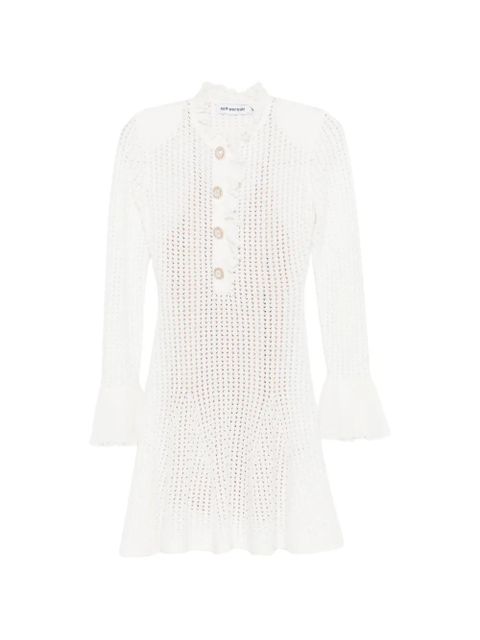 Self-Portrait ruffled button mini dress - White - zdjęcie produktu nr 1
