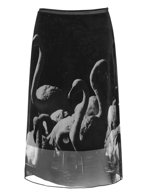 Ferragamo flamingo-print georgette midi skirt - Grey - zdjęcie produktu nr 1