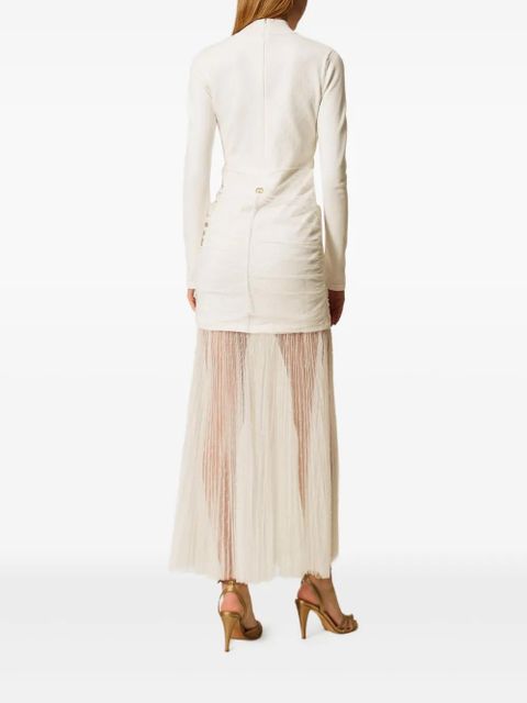 TWINSET tulle knit maxi dress - White