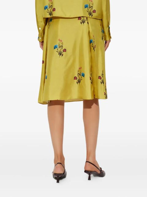 Marni floral-print silk skirt - Yellow