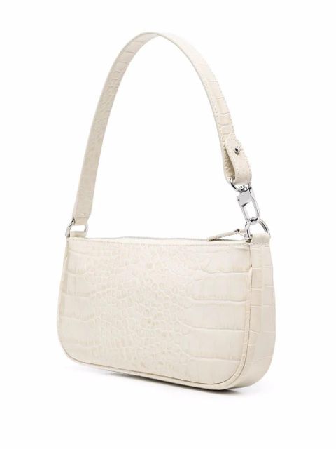 BY FAR Rachel crocodille-effect shoulder bag - Neutrals