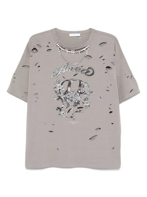 AREA embellished distressed T-shirt - Grey - zdjęcie produktu nr 1