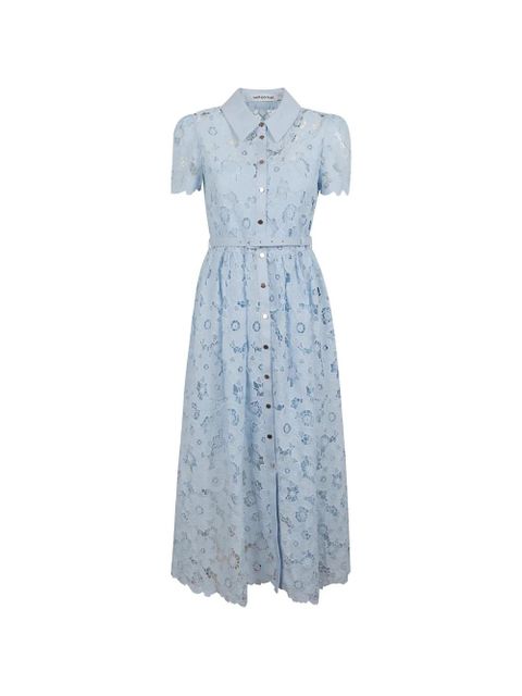 Self-Portrait belted floral-lace dress - Blue - zdjęcie produktu nr 1
