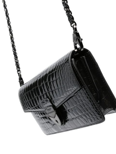 Aspinal Of London Mayfair logo-lettering patent-leather clutch bag - Black