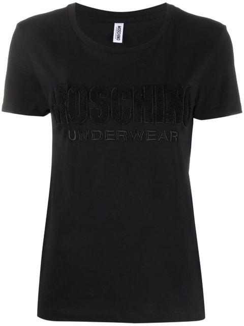 Moschino Underwear-logo embroidered T-shirt - Black - zdjęcie produktu nr 1