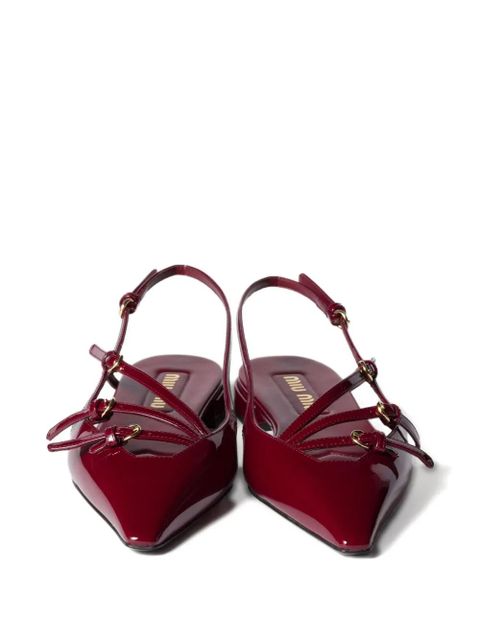 Miu Miu patent-leather slingback flat pumps - Red