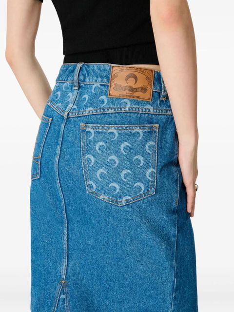 Marine Serre Moon Laser denim midi skirt - Blue