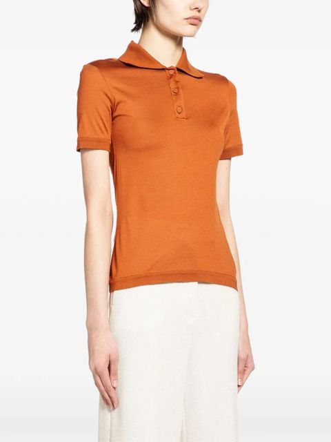 Max Mara short-sleeve silk polo shirt - Orange