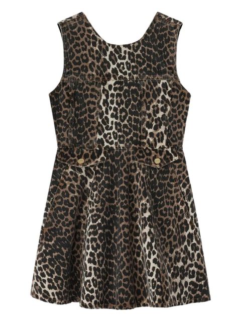 GANNI pocket leopard-print mini dress - Brown