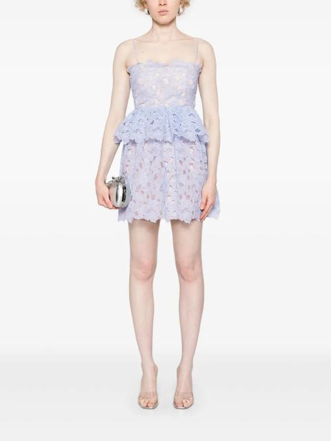 Self-Portrait corded-lace sheer minidress - Blue