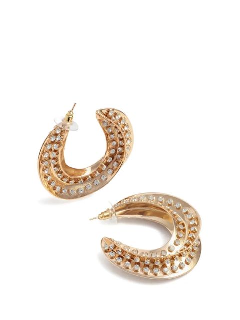 Self-Portrait twisted crystal earrings - Gold