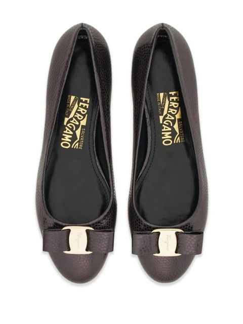 Ferragamo Varina bow-detail leather ballerinas - Black