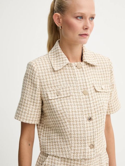 Morgan koszula damska kolor beżowy regular z kołnierzykiem klasycznym VENU.F