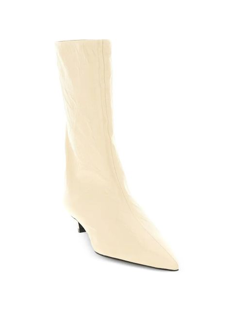 Jil Sander craquelé pointed leather ankle boots - Neutrals - zdjęcie produktu nr 2