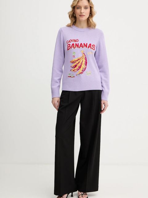 Farm Rio sweter z domieszką wełny damski kolor fioletowy lekki 352087 - zdjęcie produktu nr 2