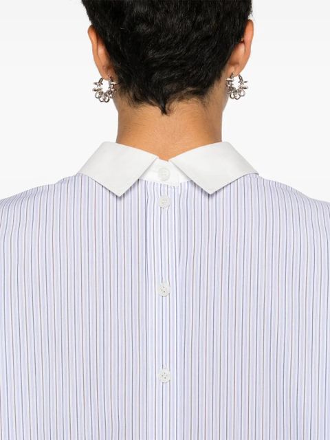 Acne Studios logo-embroidered striped button-up shirt - Blue
