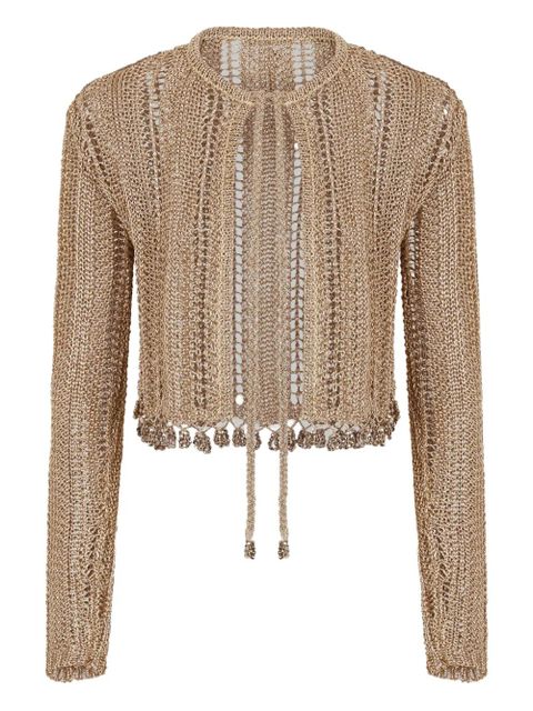Rabanne crochet-knit cardigan - Gold