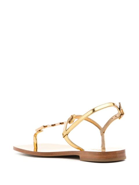 Versace leather T-strap sandals - Gold