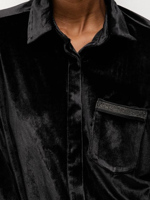 Answear.LAB koszula damska kolor czarny relaxed z kołnierzykiem klasycznym