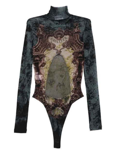 Jean Paul Gaultier high-neck print bodysuit - Blue