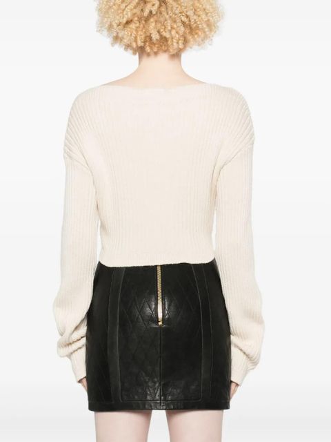 Balmain boat-neck ribbed top - Neutrals