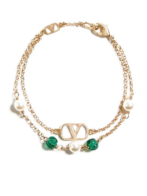 Valentino Garavani gold-tone logo bracelet - ALS GOLD/GREEN - zdjęcie produktu nr 1