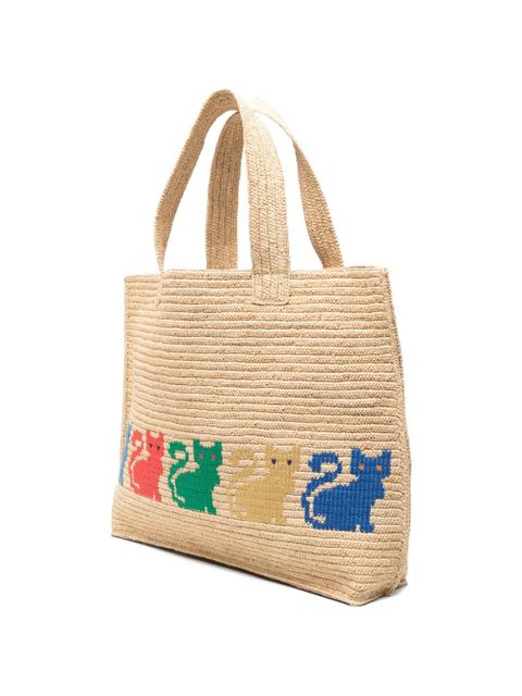 Valentino Garavani VLogo Signature cat-print tote bag - Neutrals