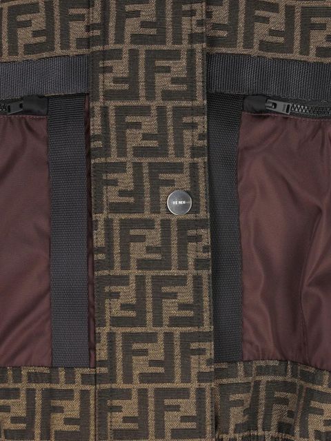 FENDI monogram-pattern hooded ski jacket - Brown