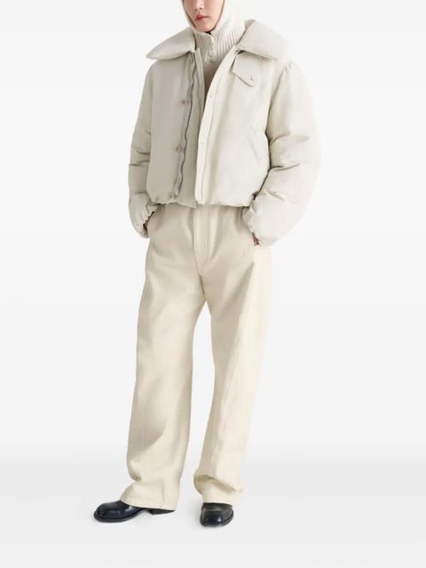 LEMAIRE bubble-collar puffer jacket - Neutrals