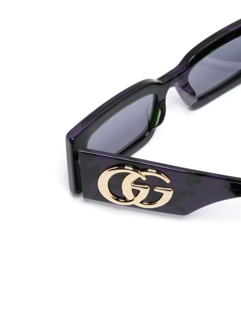 Gucci Eyewear logo-plaque rectangle-frame sunglasses - Purple
