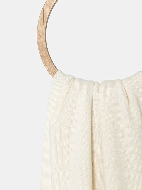 Moschino szalik wełniany damski kolor beżowy z aplikacją M3333 30839 - zdjęcie produktu nr 2