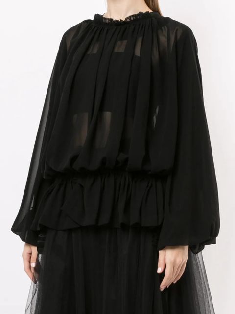 Comme Des Garçons draped semi-sheer blouse - Black