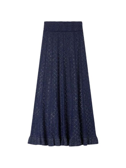 SANDRO textured strass abstract knitted skirt - Blue - zdjęcie produktu nr 1