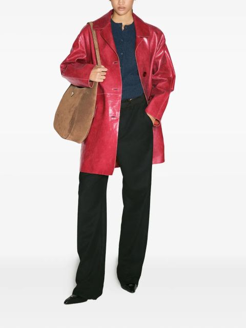 Prada button-fastening leather coat - Red - zdjęcie produktu nr 2