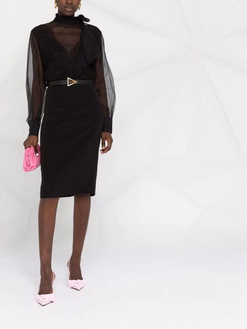 Valentino Garavani pussy-bow sheer dress - Black - zdjęcie produktu nr 2