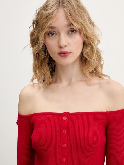 Abercrombie & Fitch bluzka damska kolor czerwony gładka KI150-5429-500