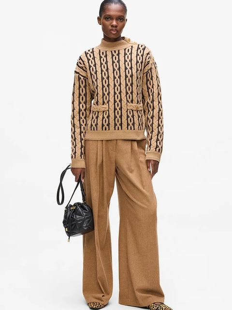 Karl Lagerfeld sweter z dodatkiem wełny damski kolor brązowy ciepły z półgolfem A4W18039