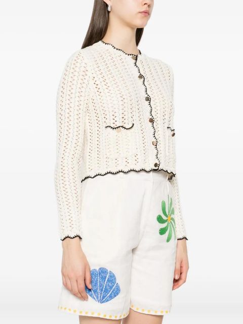 Ba&Sh Sheila scalloped-trims cardigan - Neutrals