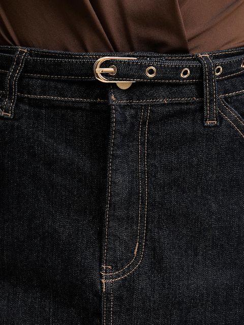 Answear.LAB spódnica jeansowa kolor granatowy midi ołówkowa