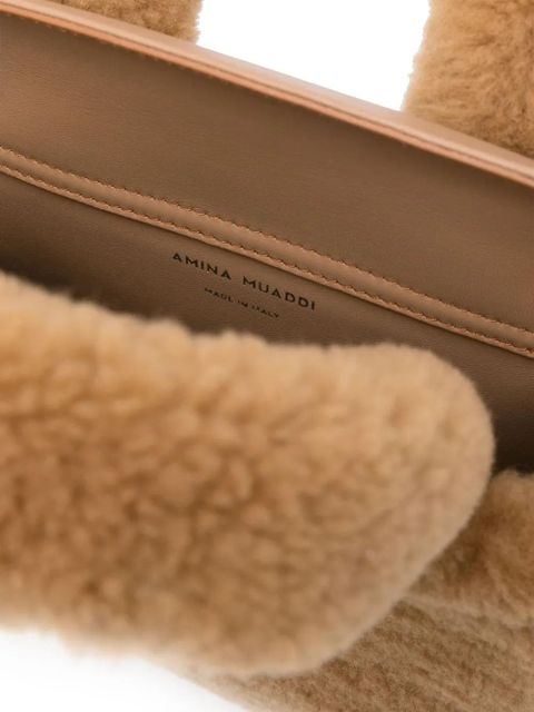 Amina Muaddi Amini Giuly shearling tote bag - Brown