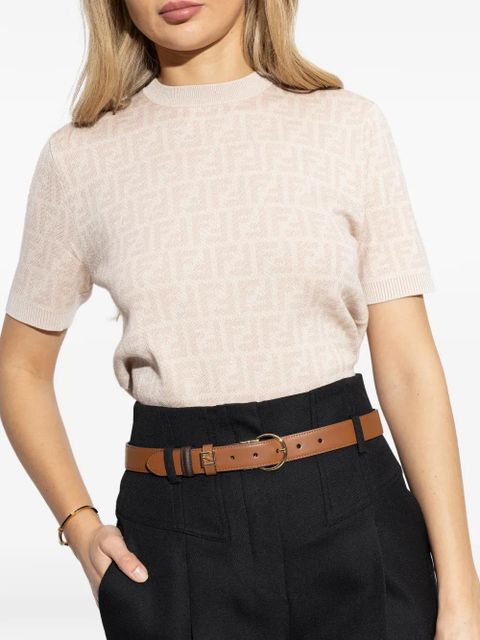 FENDI logo buckle belt - Brown