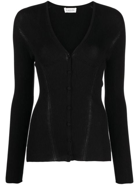 Lanvin ribbed V-neck cardigan - Black - zdjęcie produktu nr 1