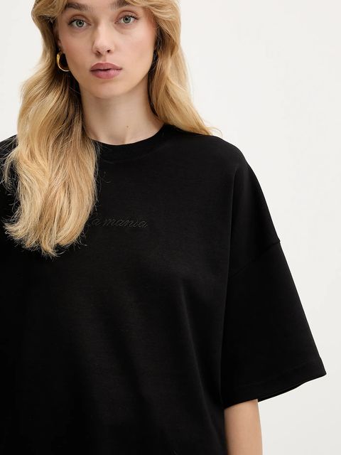 La Mania t-shirt bawełniany NAN damski kolor czarny NAN