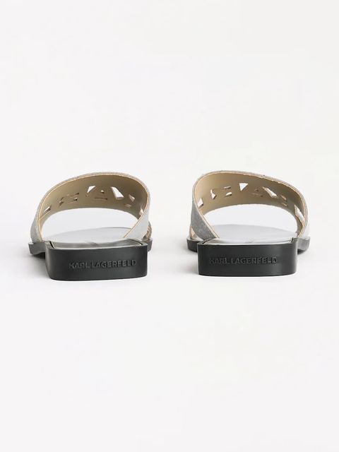 Karl Lagerfeld klapki zamszowe SKOOT II damskie kolor srebrny KL80402