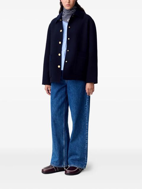Claudie Pierlot cropped wool tailored coat - Blue