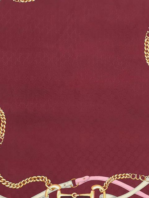 Gucci monogram-pattern scarf - Red